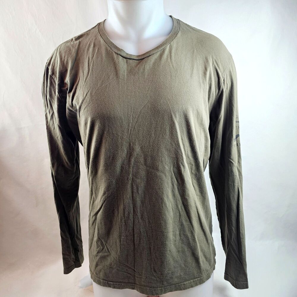 Grunt Style Shirt Mens Large Green Long Sleeve 1776 Rifle Flag Military USA Tee